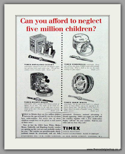 Timex Watches. Set of 2  Original Adverts 1953.  (ref AD7614)