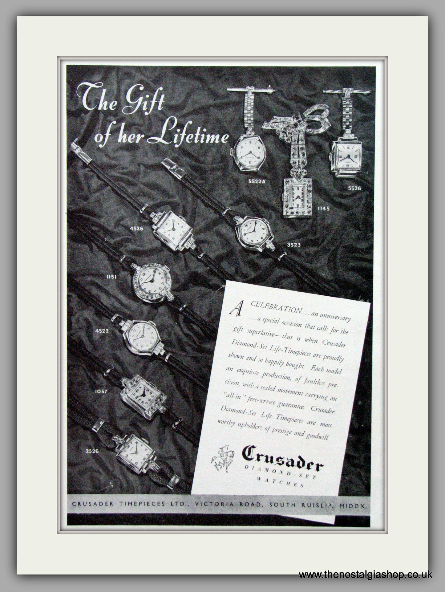 Crusader Watches. Original Advert 1949.  (ref AD7618)