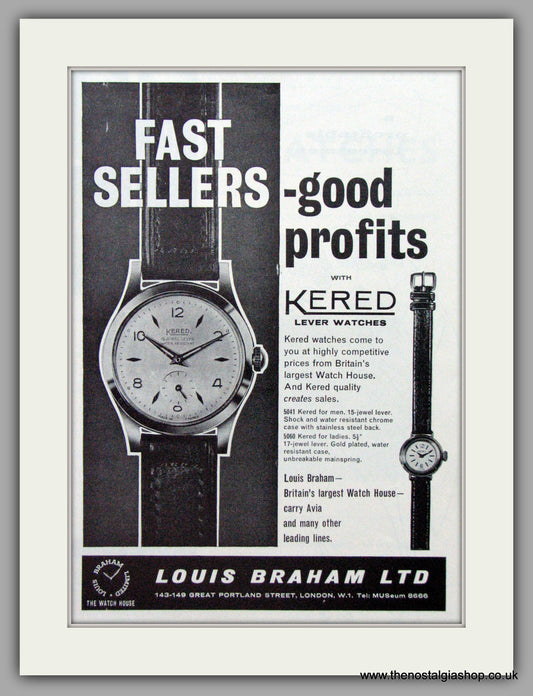 Kered Watches. Original Advert 1962.  (ref AD7619)
