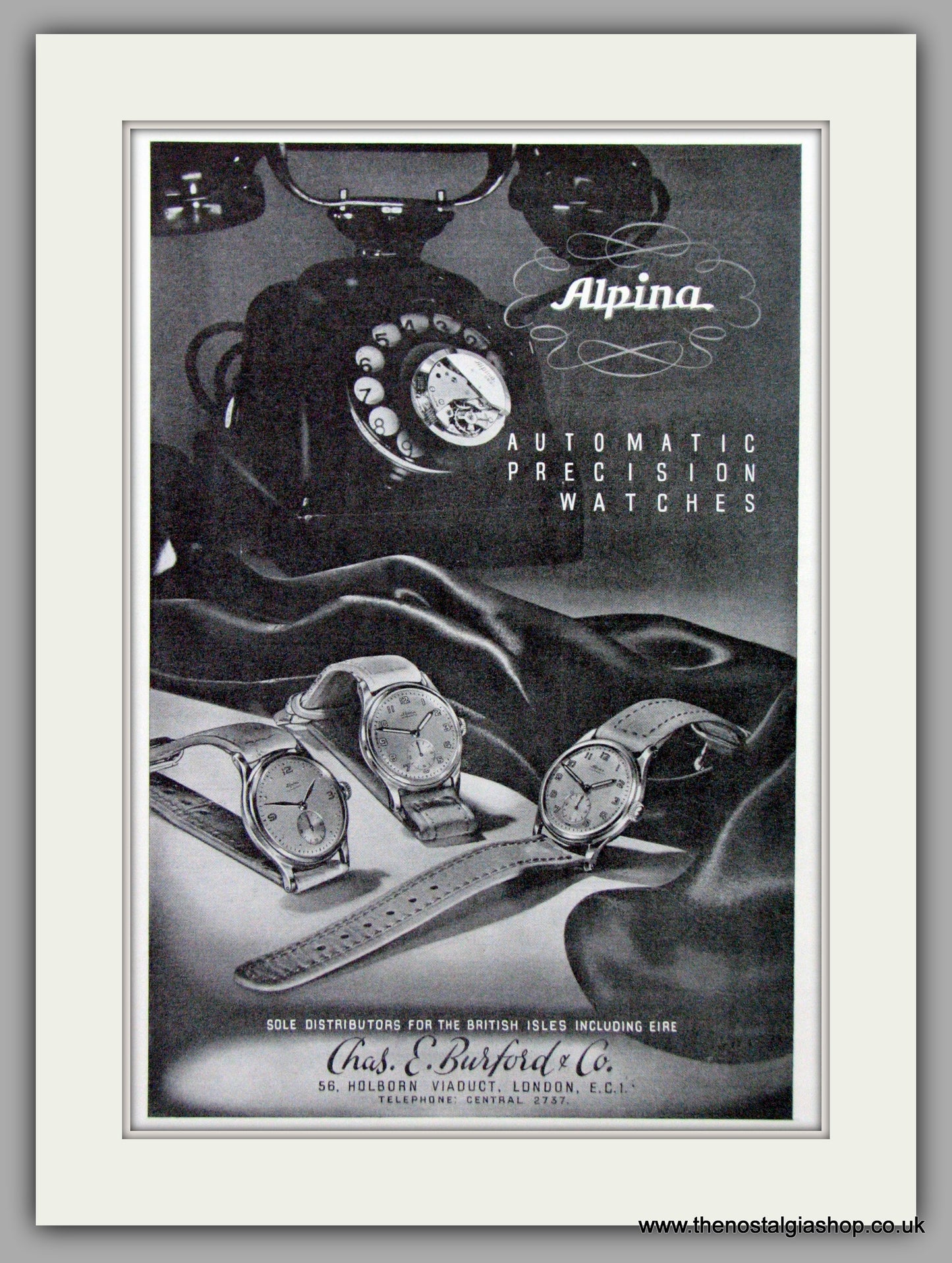 Alpina Automatic Watches. Original Advert 1946.  (ref AD7624)