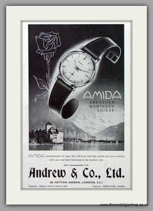 Amida Watches. Original Advert 1962.  (ref AD7632)