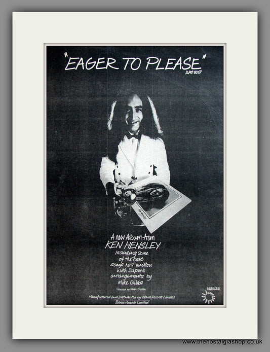 Ken Hensley. Eager To Please. Original Advert 1975 (ref AD11957)