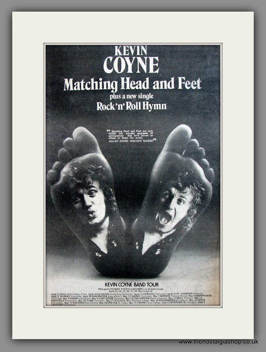 Kevin Coyne. Matching Head and Feet. UK Tour Dates. Original Advert 1975 (ref AD11956)