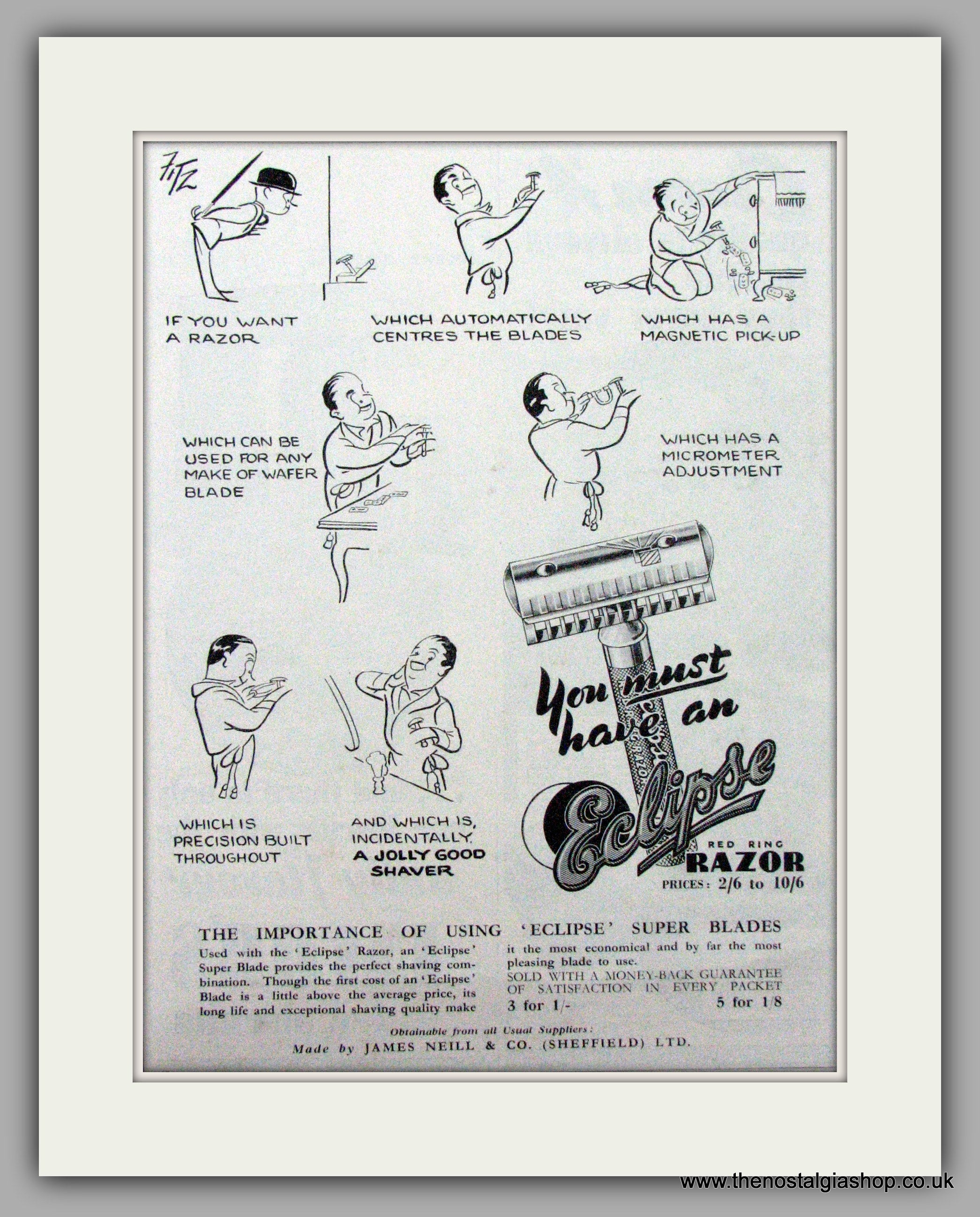 Eclipse Razor Blades. Original Advert 1939 (ref AD7450) – The Nostalgia ...