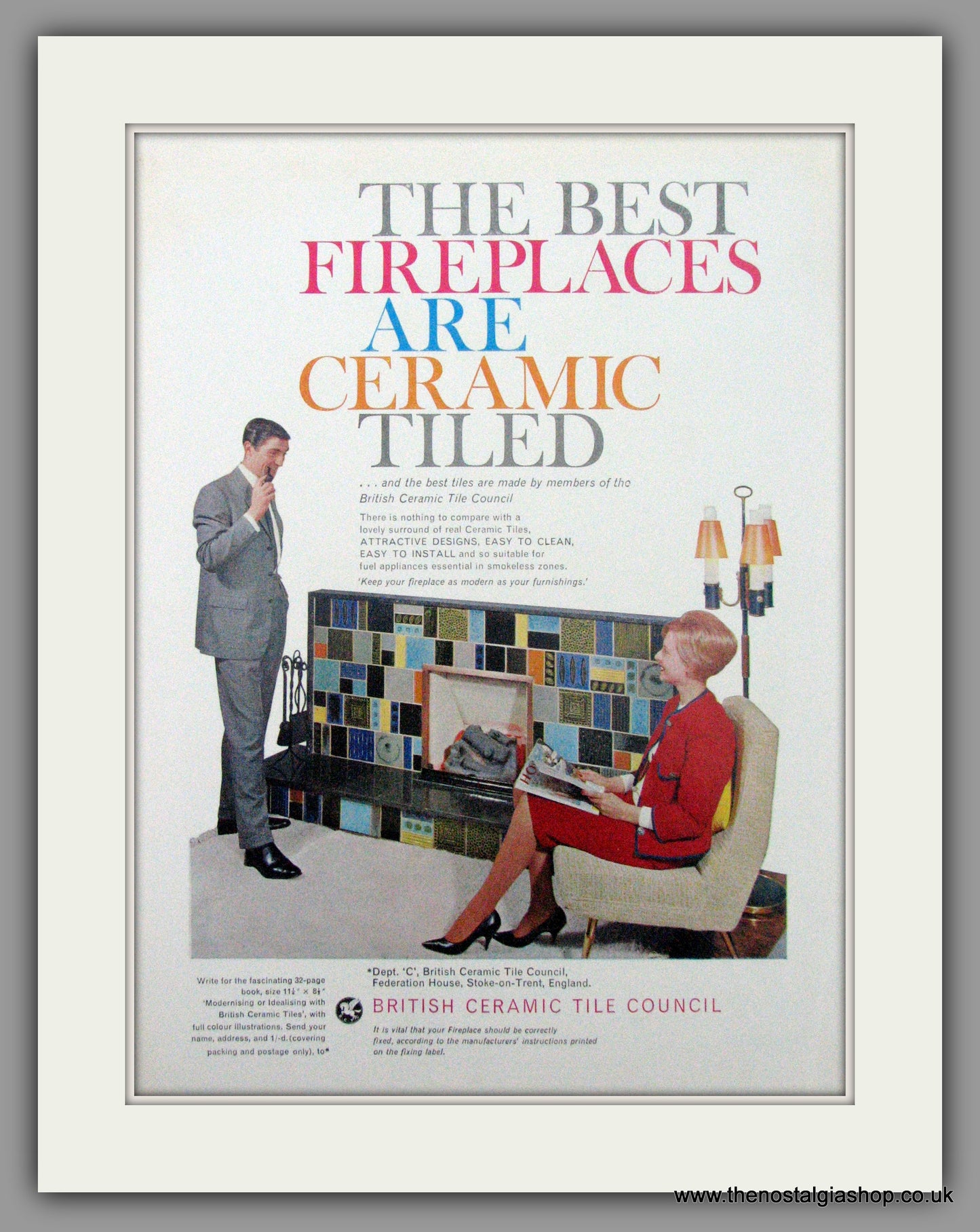 Ceramic Tile Electric Fireplaces. Original Advert 1962 (ref AD7457)