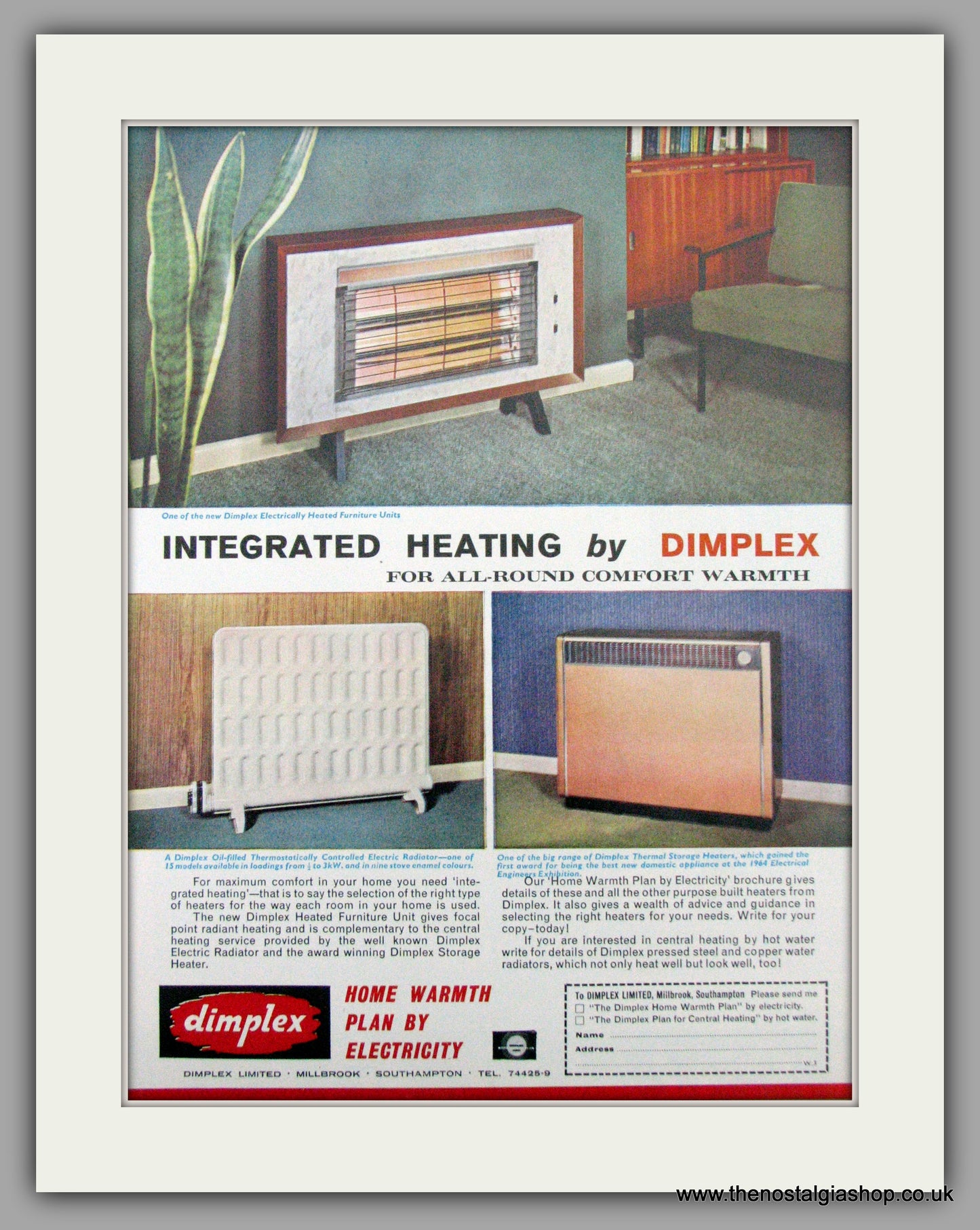 Dimplex Electric heating. Original Advert 1964 (ref AD7461)