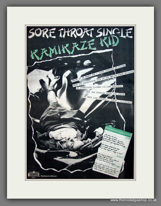 Kamikaze Kid, Sore Throat Single. Original Advert 1979 (ref AD12023)