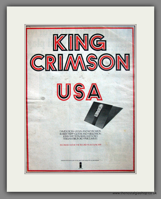 King Crimson. USA. Original Advert 1975 (ref AD11967)