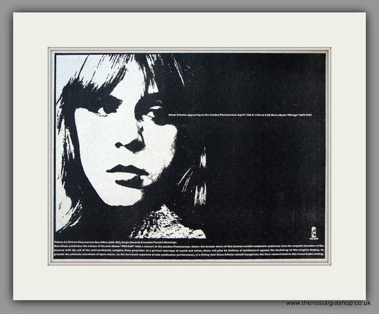 Klaus Schulze. Mirage.  Original Advert 1977 (ref AD11982)