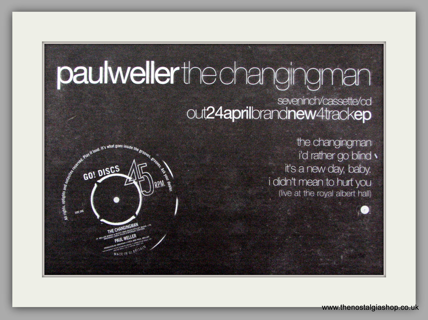 Paul Weller. The Changing Man. Vintage Advert 1995 (ref AD7495)