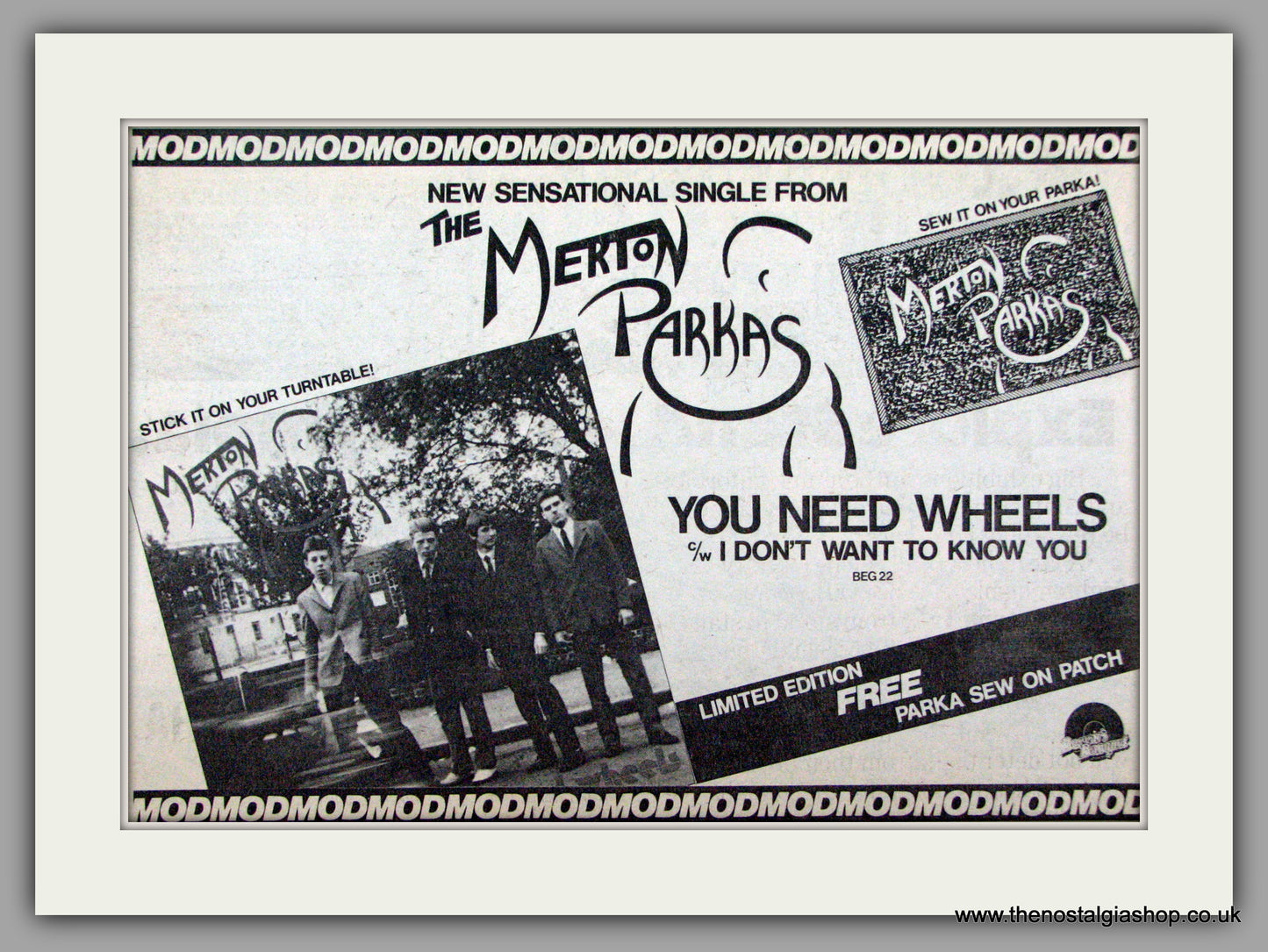 Merton Parkas. You Need Wheels. Vintage Advert 1979 (ref AD7508)
