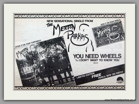 Merton Parkas. You Need Wheels. Vintage Advert 1979 (ref AD7508)