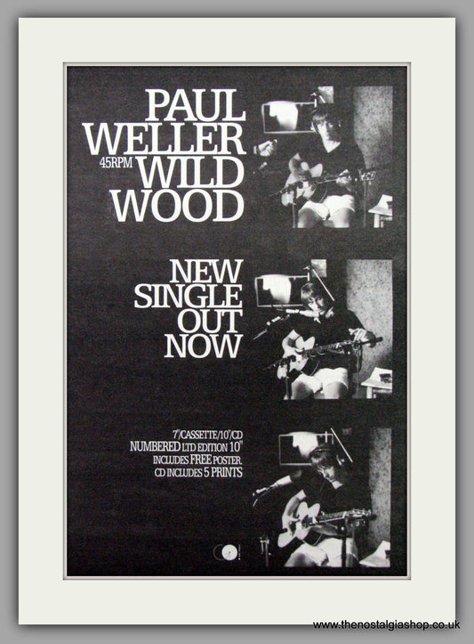 Paul Weller. Wild Wood. Vintage Advert 1993 (ref AD7520)