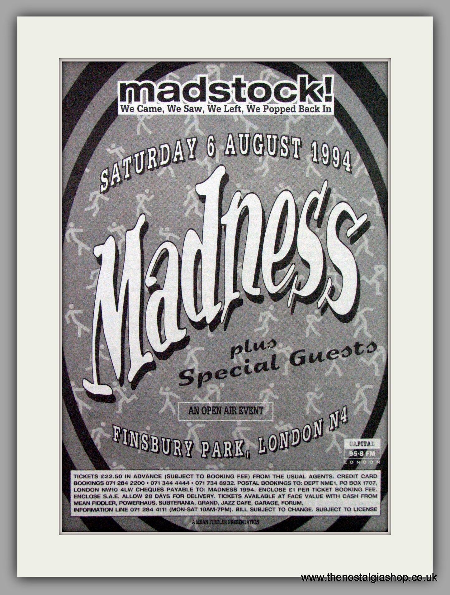 Madness. Finsbury Park. Vintage Advert 1994 (ref AD7521)