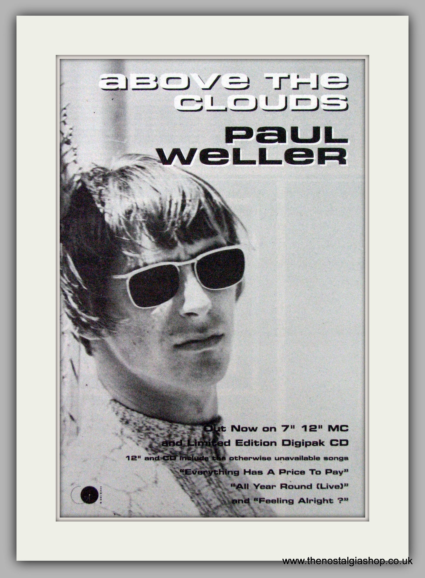Paul Weller. Above The Clouds. Vintage Advert 1992 (ref AD7522)