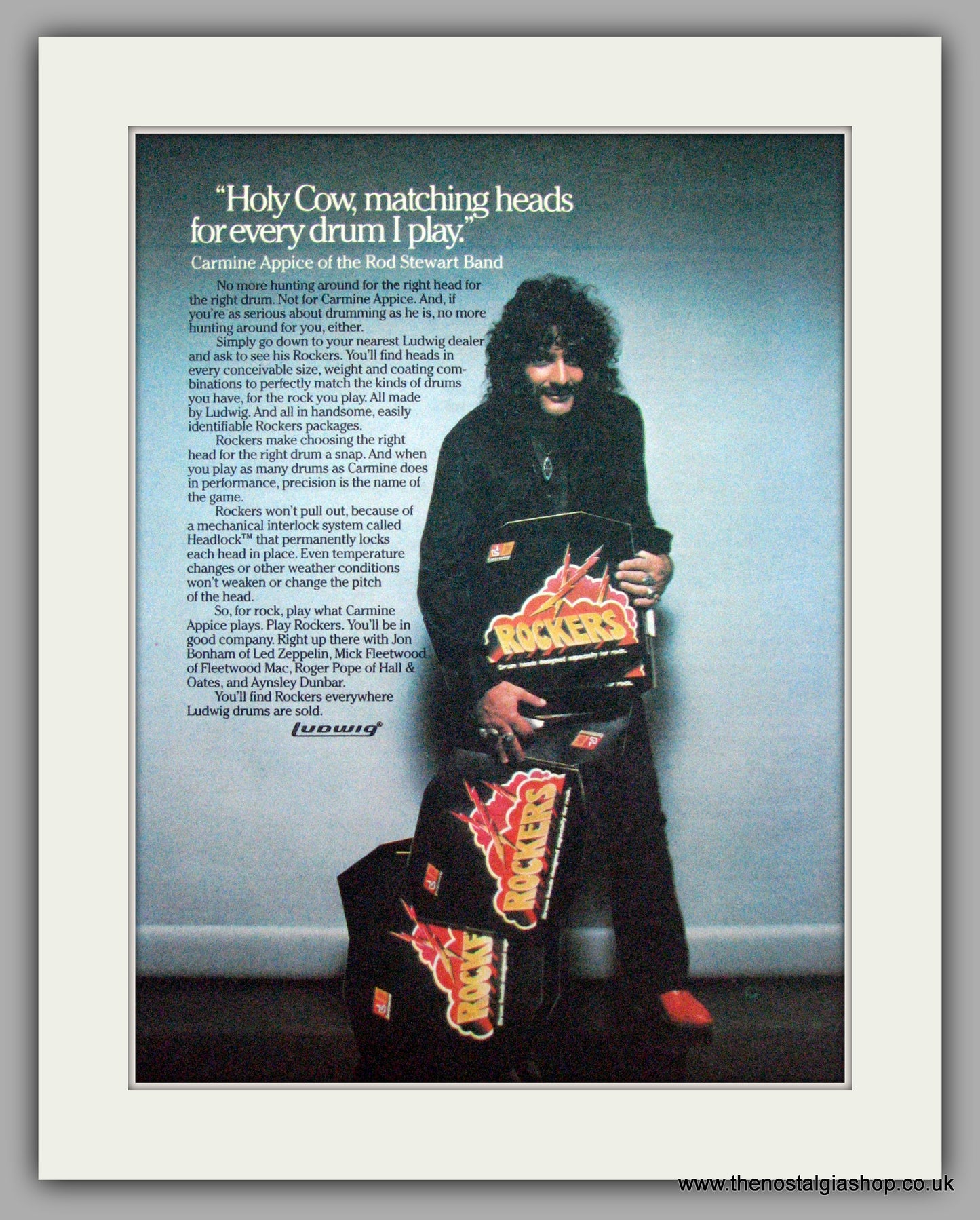 Rockers Drum Heads with Carmine Appice. Original Advert 1979 (ref AD9489)