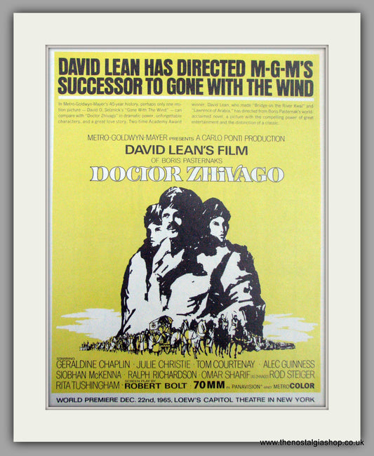 Doctor Zhivago.  Vintage Advert 1965 (ref AD9492)