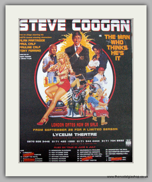 Steve Coogan. The Man Who Thinks He's It. Vintage Advert 1998 (ref AD9503)