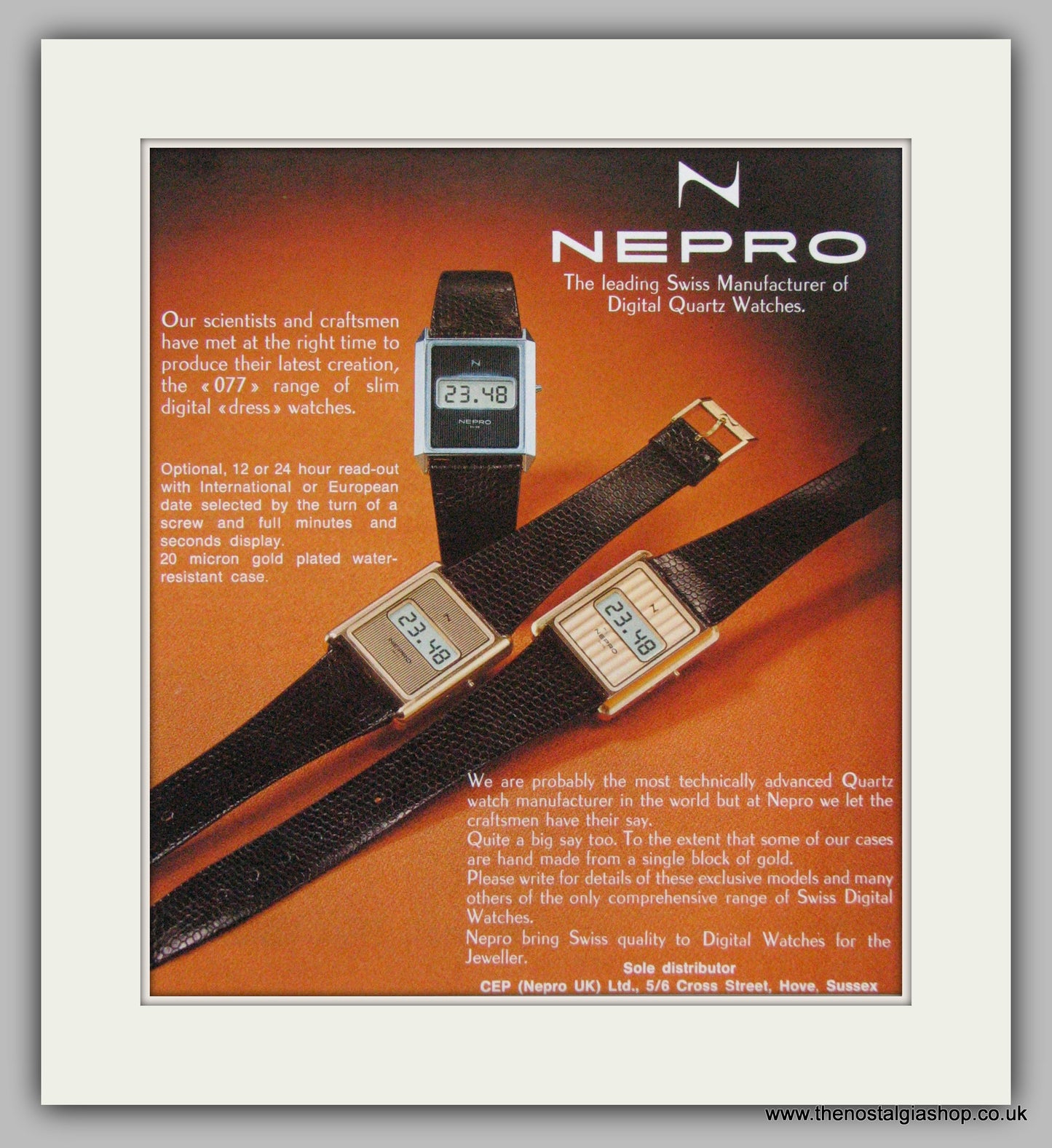 Nepro Watches. Original Advert 1977.  (ref AD7641)