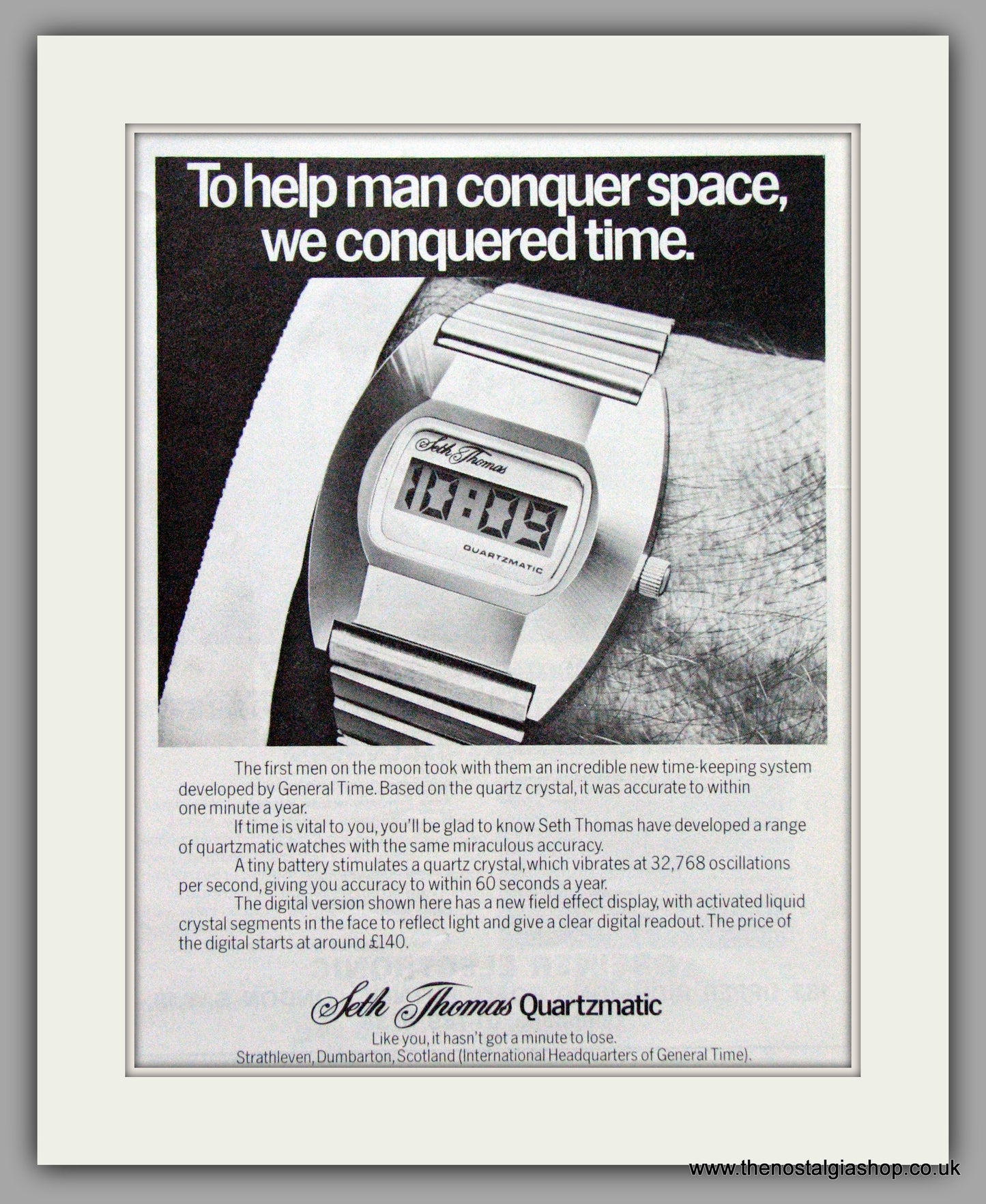 Seth Thomas Quartzmatic Watches. Original Advert 1975.  (ref AD7650)