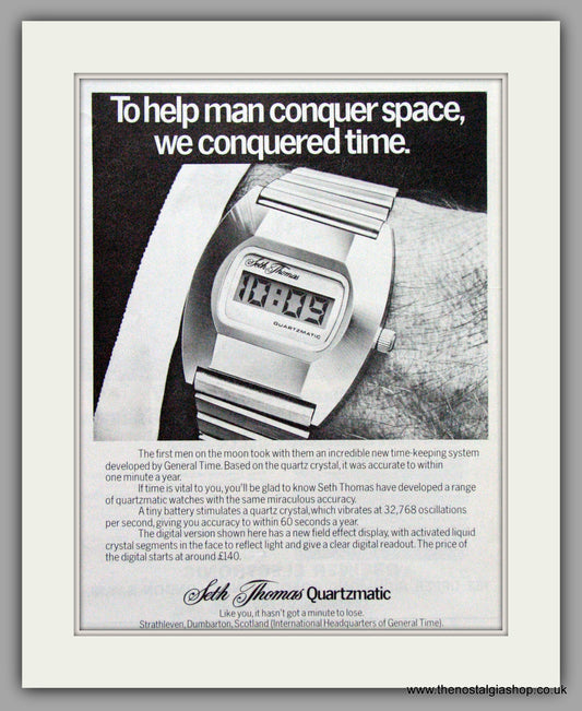 Seth Thomas Quartzmatic Watches. Original Advert 1975.  (ref AD7650)
