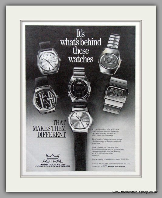 Astral Watches. Original Advert 1977.  (ref AD7652)