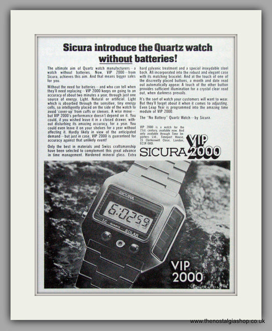 Sicura VIP 2000 Watches. Original Advert 1977.  (ref AD7654)