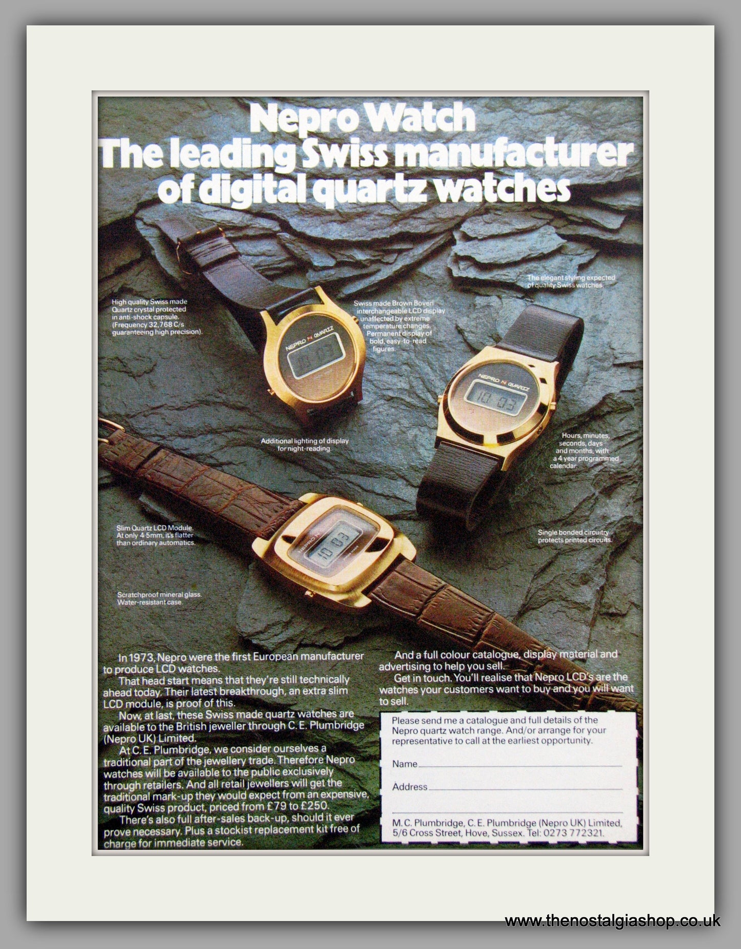 Nepro Watches. Original Advert 1976.  (ref AD7655)