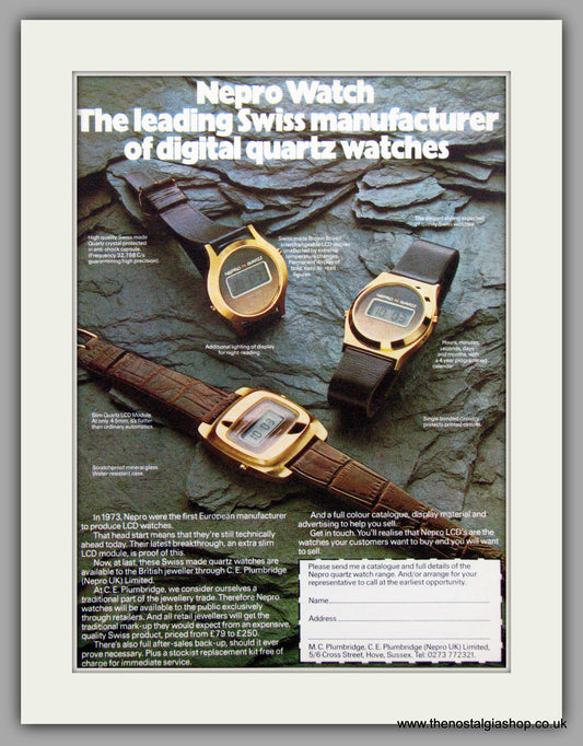 Nepro Watches. Original Advert 1976.  (ref AD7655)