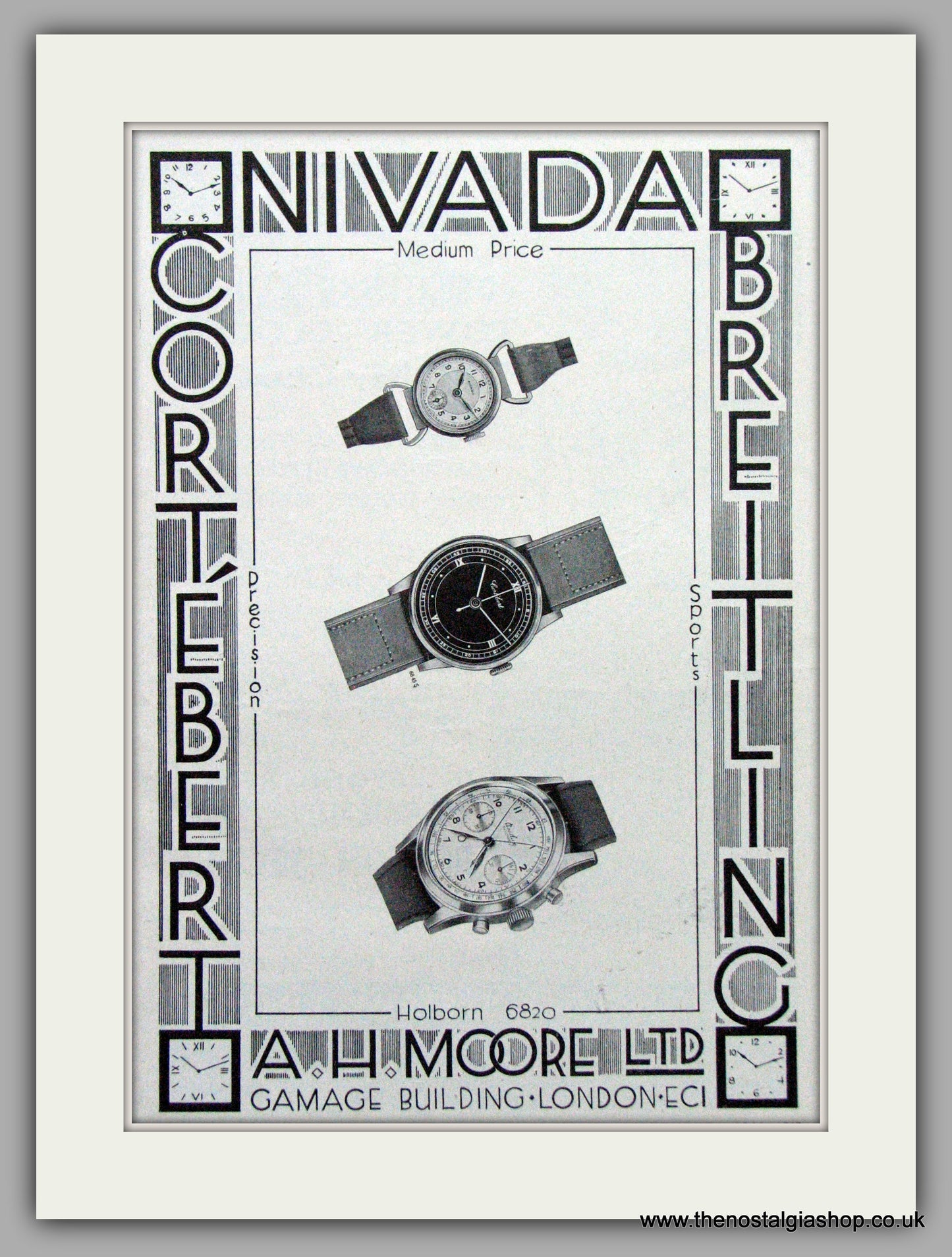 A.H.Moore Ltd Watch Dealers. Original Advert 1946.  (ref AD7659)