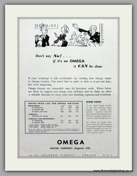 Omega Watches. Original Advert 1946.  (ref AD7660)