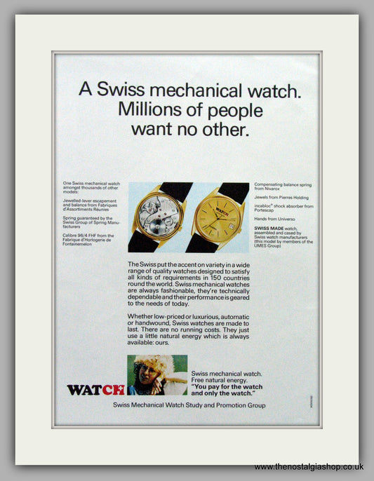 Watch Swiss Watches. Original Advert 1979.  (ref AD7666)