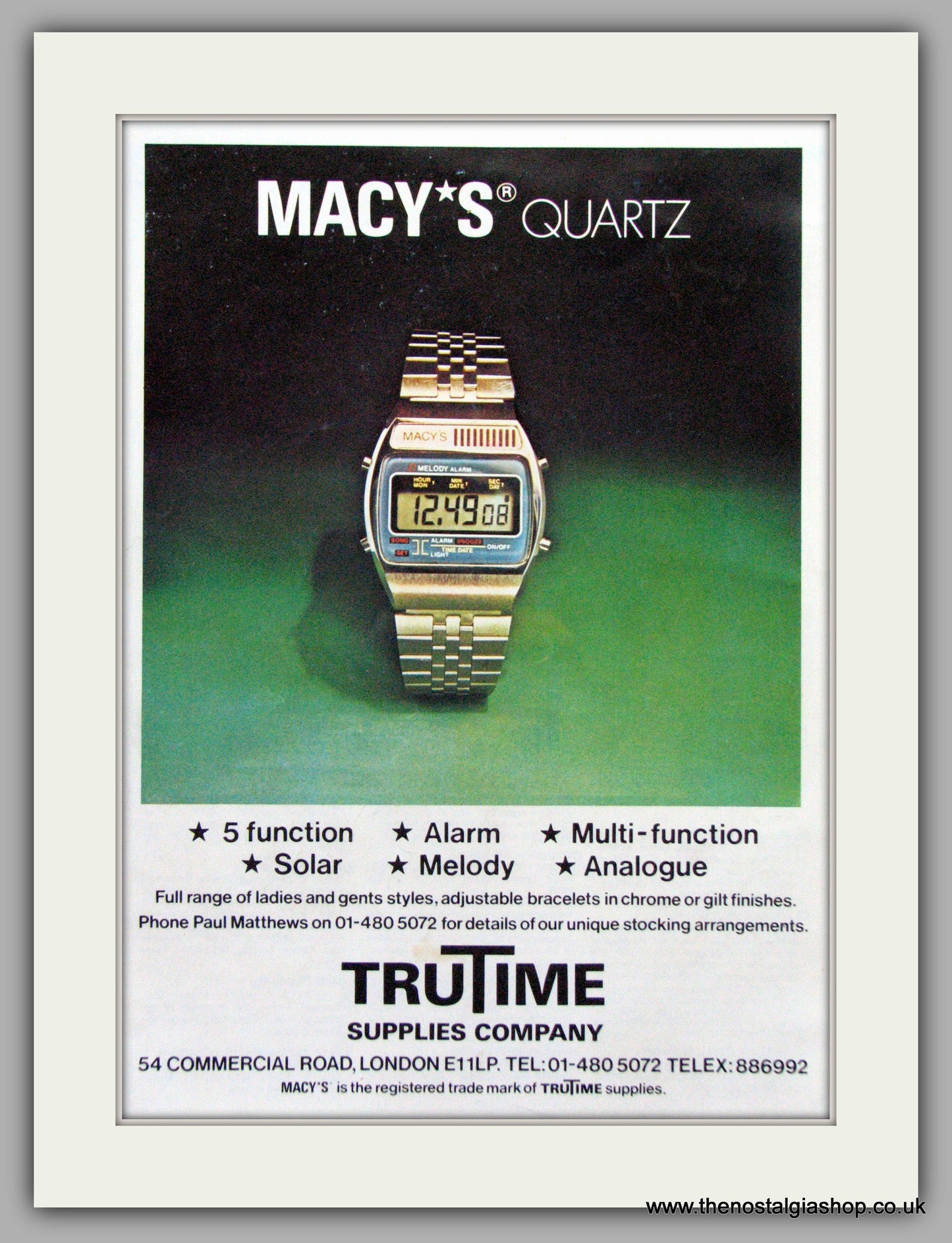 Macy's Quartz Watches. Original Advert 1980.  (ref AD7671)