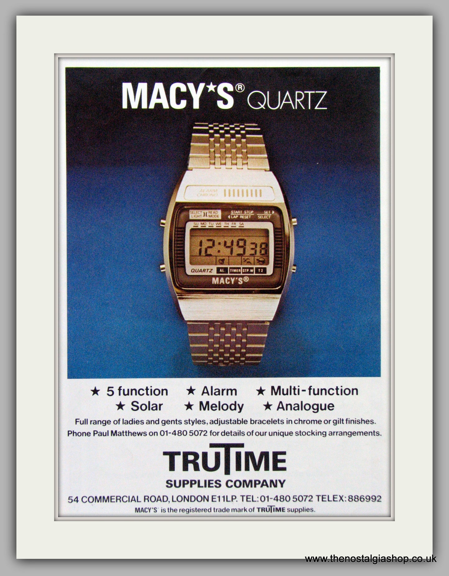 Macy's Quartz Watches. Original Advert 1980.  (ref AD7672)