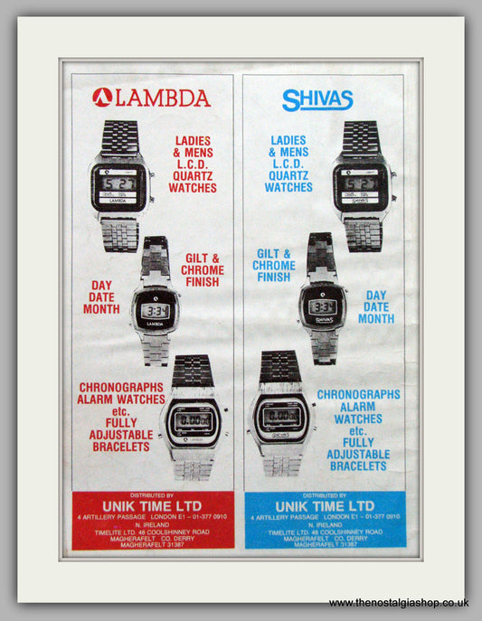 Lambda & Shivas Watches. Original Advert 1979.  (ref AD7675)