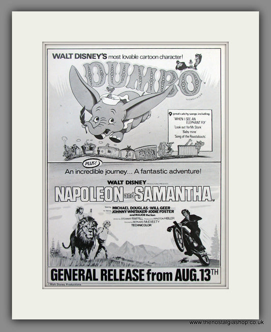 Dumbo & Napoleon And Samantha Walt Disney. 1972 Original Advert (ref AD54868)