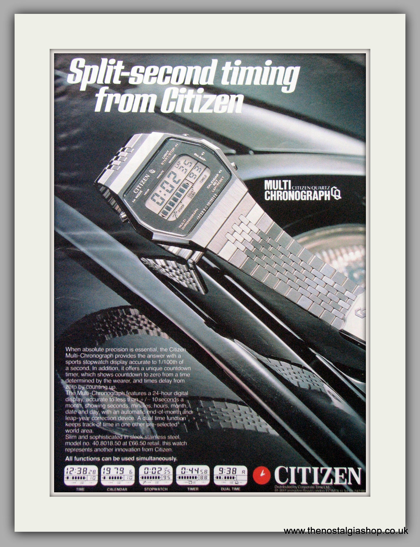Citizen Multi Chronograph Watches. Original Advert 1979.  (ref AD7678)