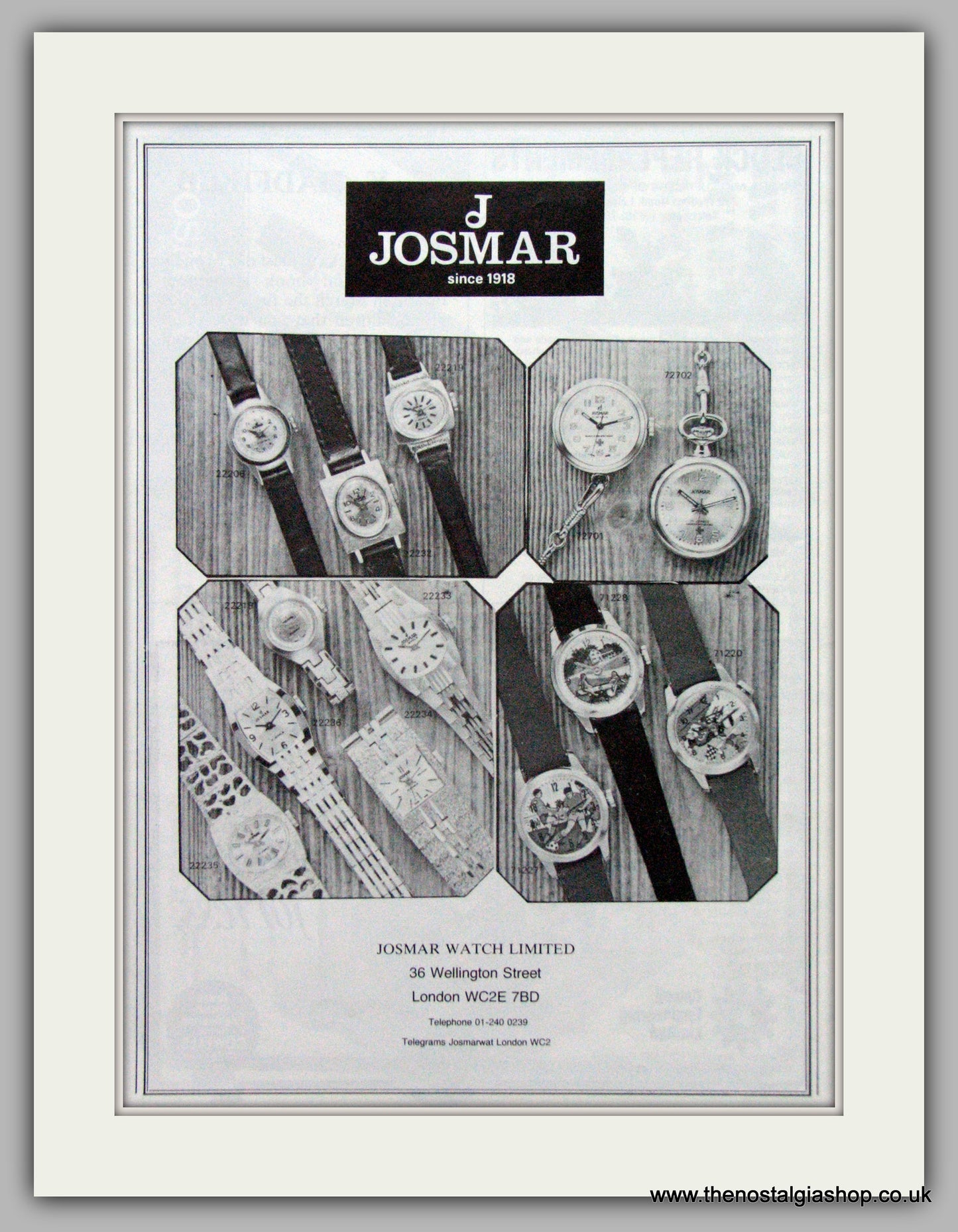 Josmar Watches. Original Advert 1980.  (ref AD7680)