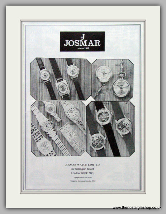 Josmar Watches. Original Advert 1980.  (ref AD7680)