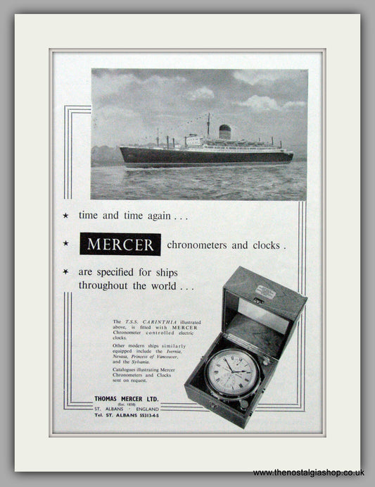 Mercer Electric Clock Installations. Original Advert 1956.  (ref AD7688)