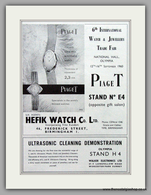 Piaget Watches Trade Stand. Original Advert 1960.  (ref AD7693)