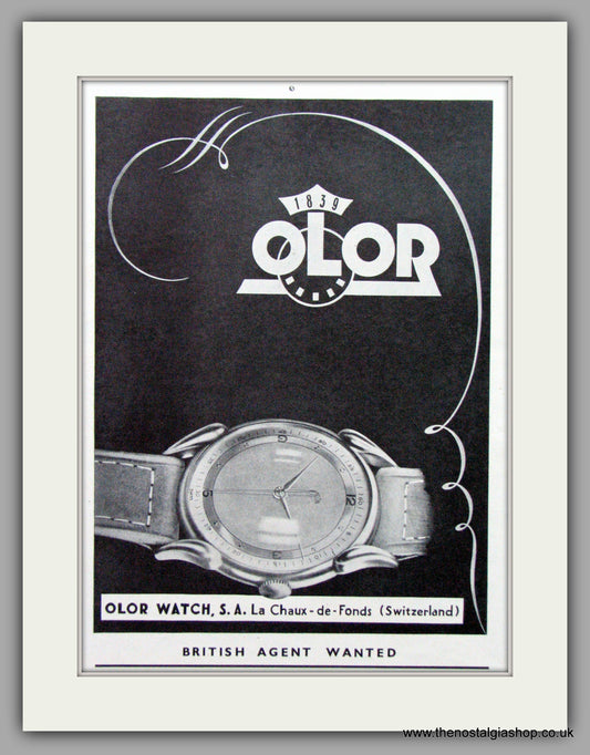 Olor Watches. Original Advert 1948.  (ref AD7702)