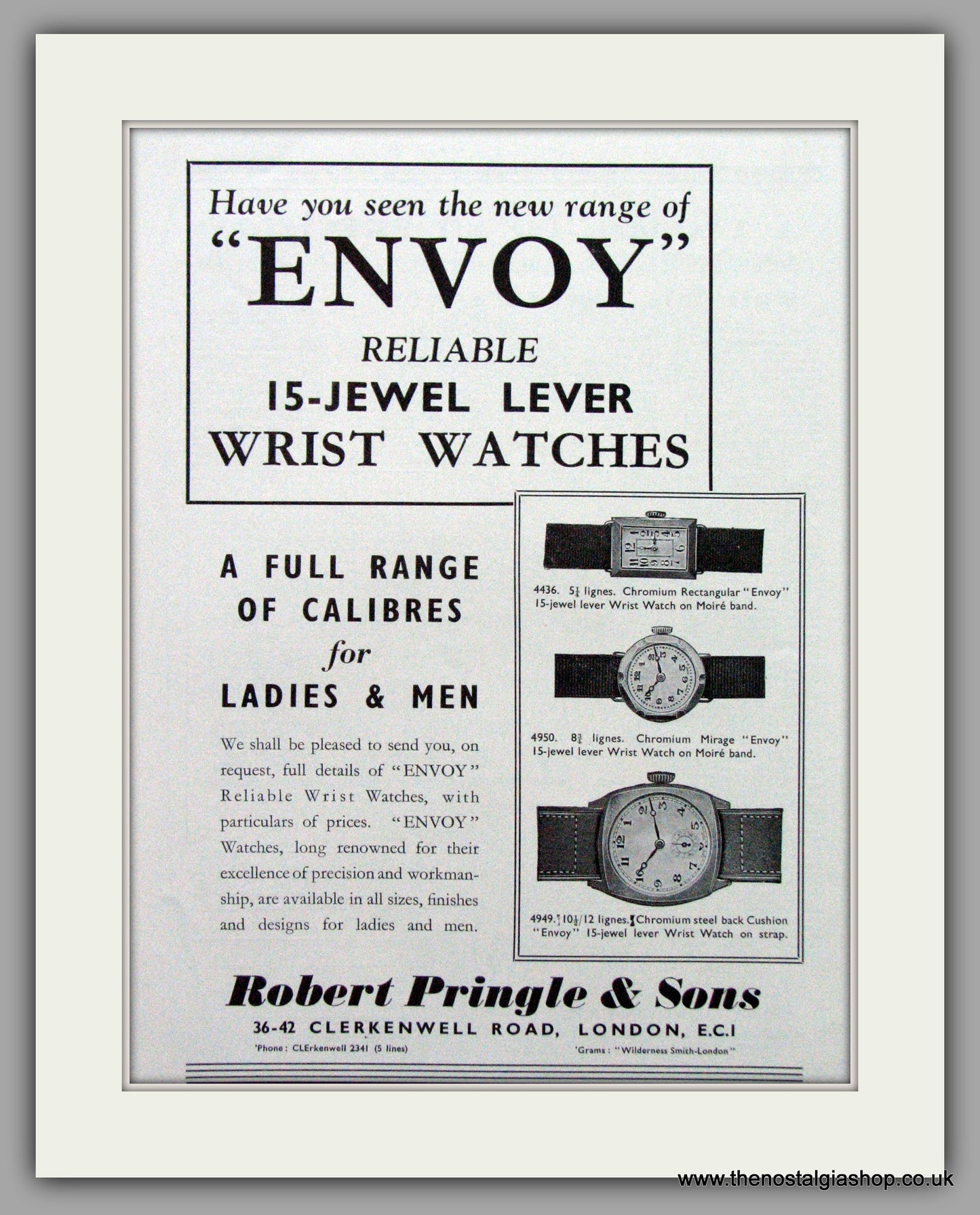 Envoy Wrist Watches. Original Advert 1953.  (ref AD7704)