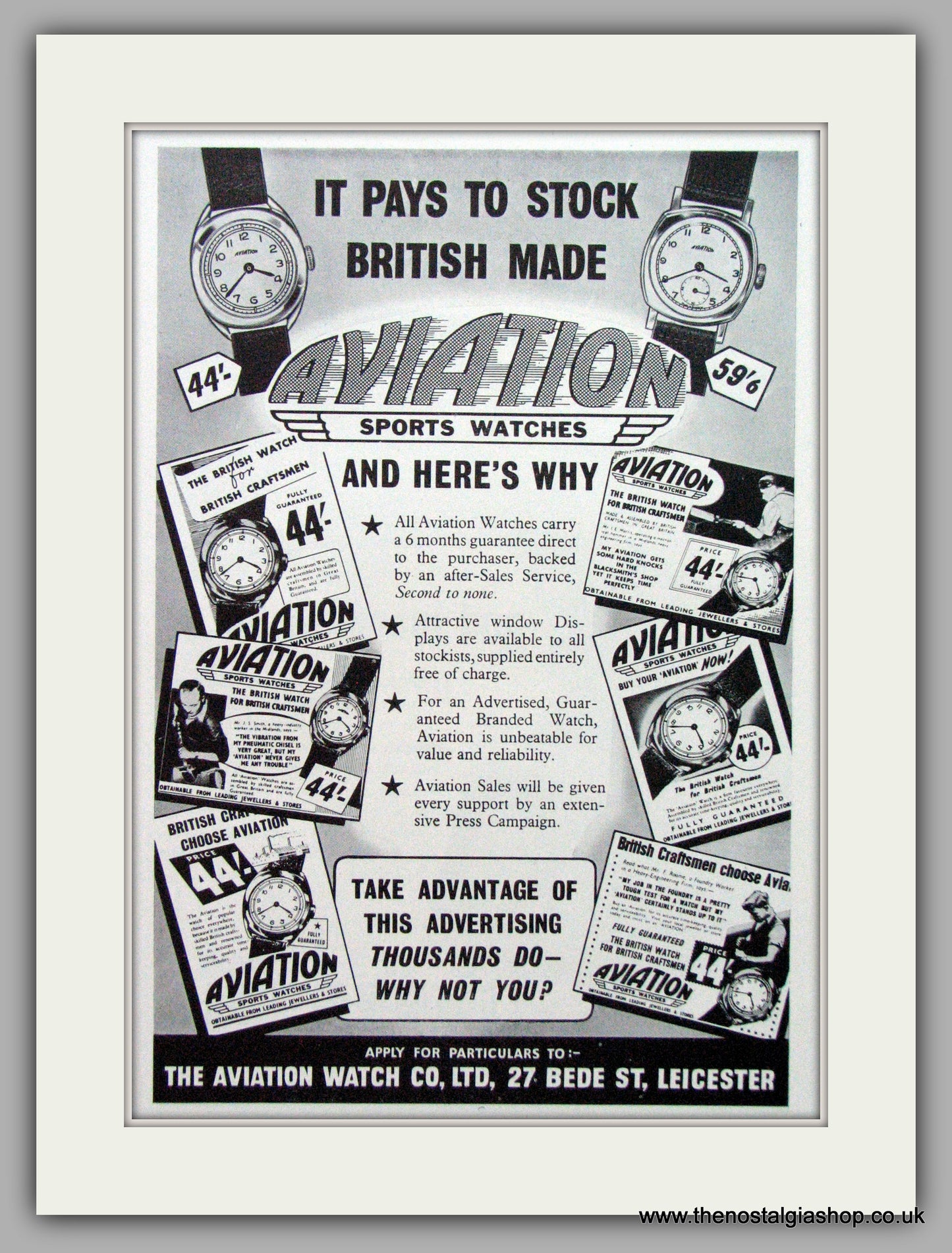 Aviation Watches. Original Advert 1951.  (ref AD7706)