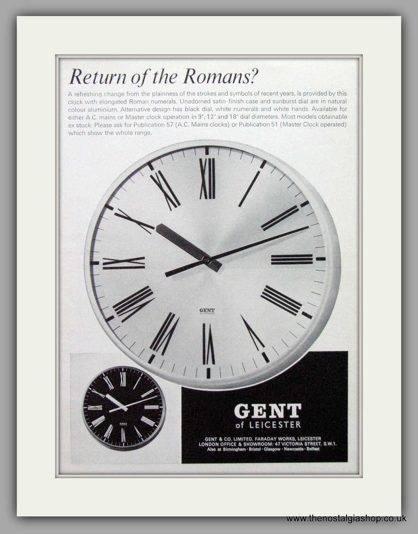 Gent Clocks. Original Advert 1970.  (ref AD7713)