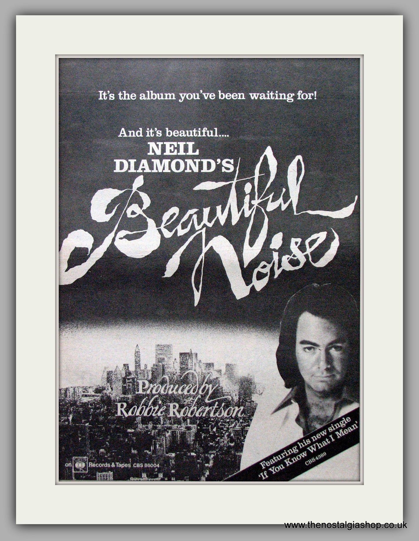 Neil Diamond. Beautiful Noise. Original Advert 1976 (ref AD9516)