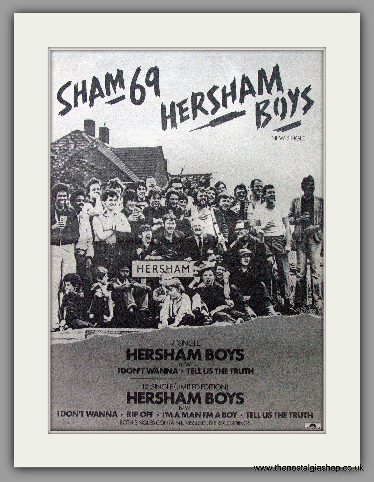 Sham 69 Hersham Boys. Original Advert 1979 (ref AD9518)