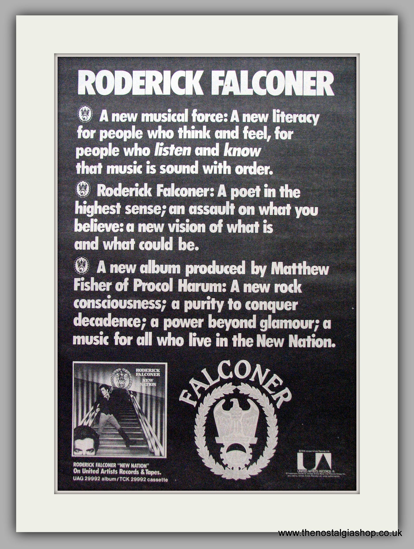 Roderick Falconer. New Nation. Vintage Advert 1976 (ref AD9523)