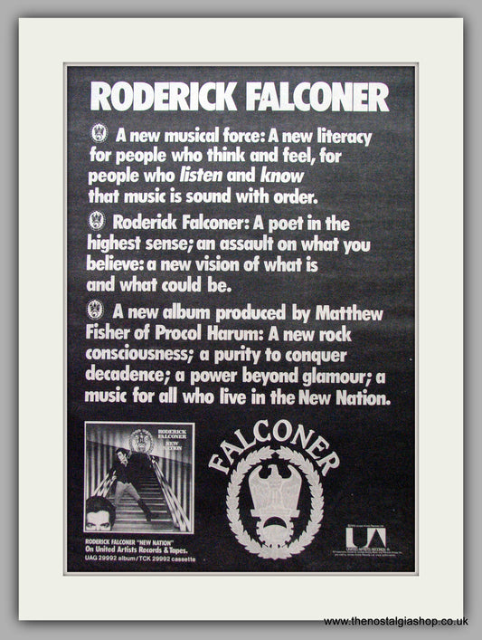 Roderick Falconer. New Nation. Vintage Advert 1976 (ref AD9523)