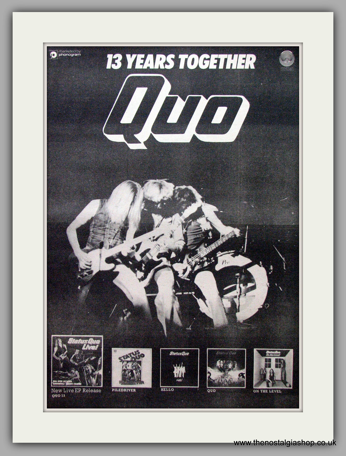 Status Quo 13 Years Together!!. Vintage Advert 1975 (ref AD9529)